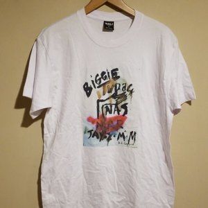 Biggie Tupac Jay-Z Rap Artist White T-Shirt by WALI Size Large